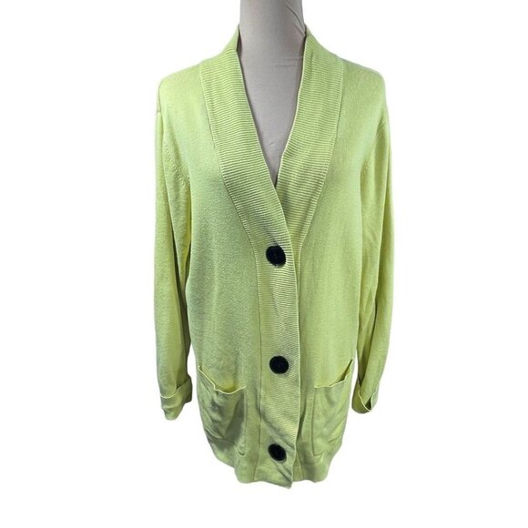 Coldwater Creek Women's Button Front Cardigan Sweater Chartreuse Size M Medium - Picture 1 of 6
